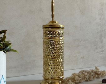 Escobillero de latón martillado: decoración de baño marroquí (40 cm)