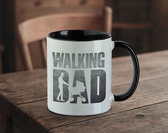 The Walking Dad Mug – Gift for Fathers – End Times Style – Funny Dad Mug – 330 ml – Black, White, Red – Father's Day Idea