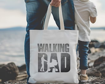 The Walking Dad Cotton Bag – Fairtrade Shopping Bag for Dads – Father's Day Gift Idea – Natural or Black