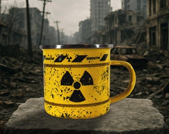 Radioactive Enamel Mug | Post-Apocalyptic Mug for Lost Place Fans | Urban Exploration Camping Mug | Apocalypse Gift | Urbex Gear