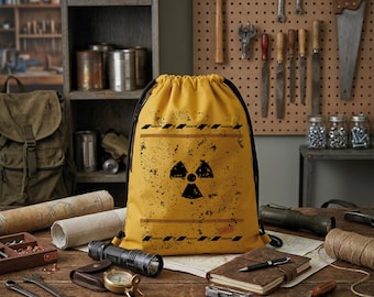 Radioactive Gym Bag | Post-Apocalyptic Urbex Backpack Biohazard Design | Sustainable Gym Bag for Lost Place Adventurers and Events