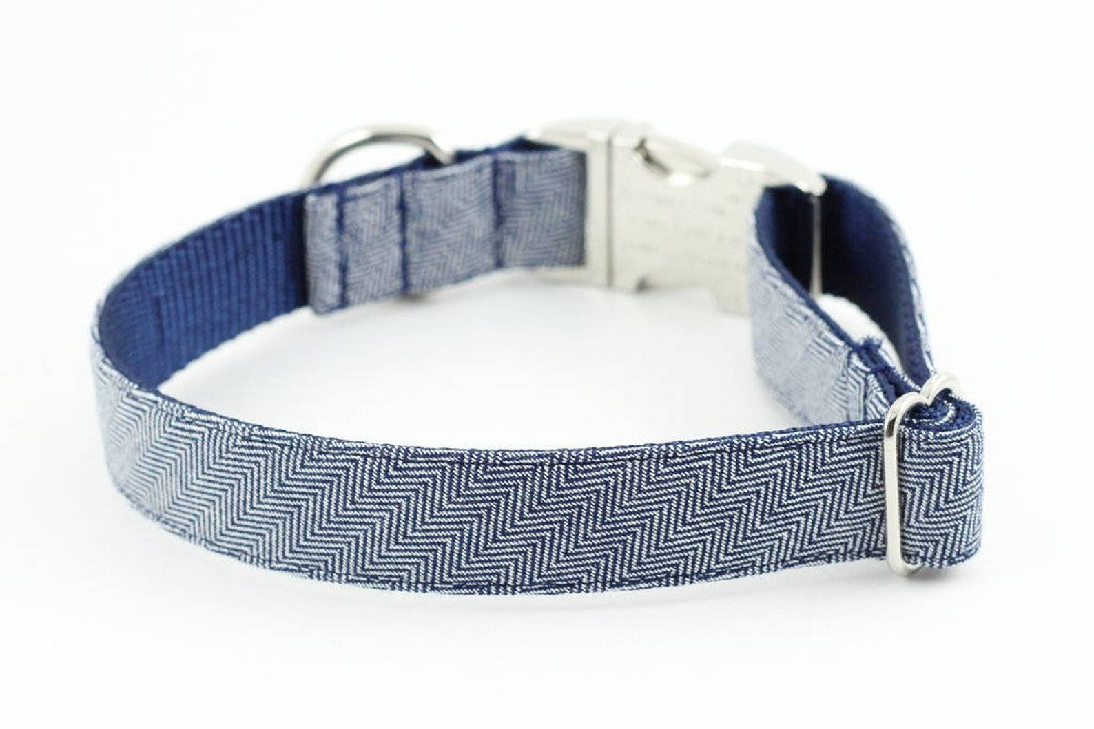Indigo Herringbone Dog Collar Etsy
