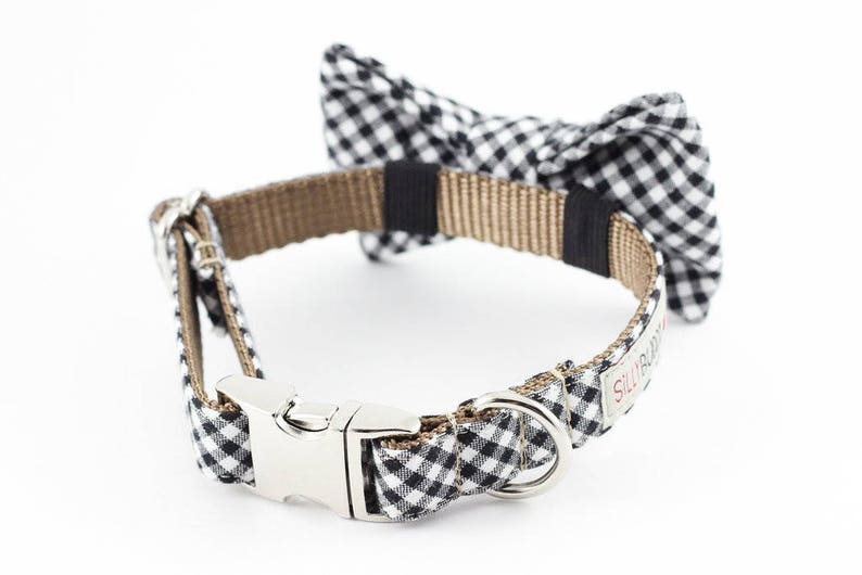 Black Gingham Bowtie Dog Collar Etsy