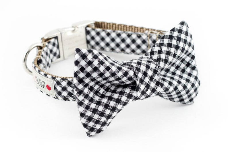 Black Gingham Bowtie Dog Collar Etsy