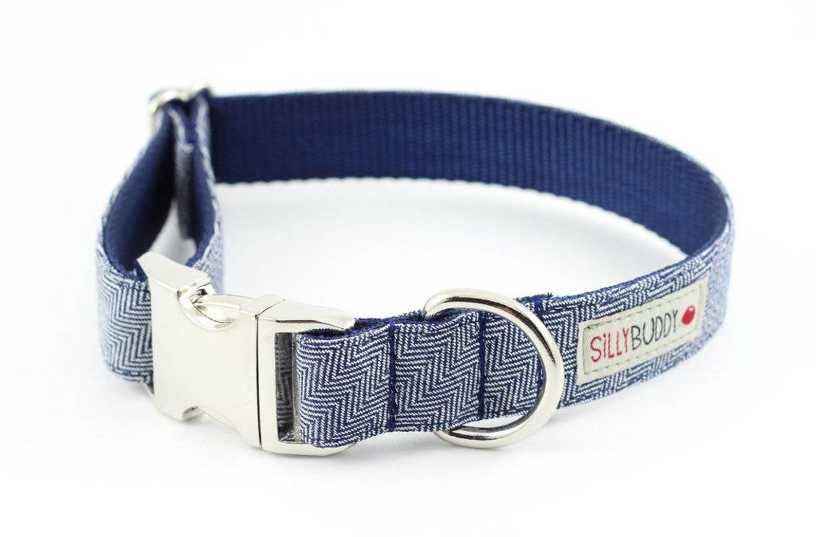 Indigo Herringbone Dog Collar Etsy
