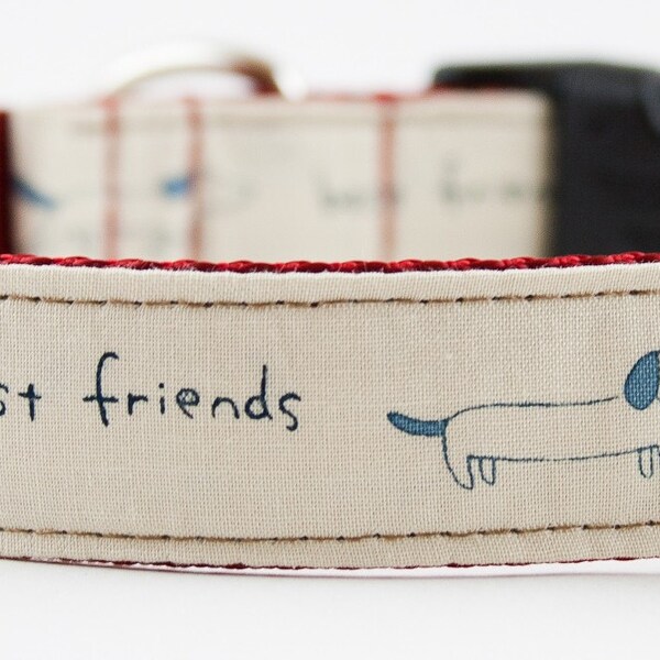 Friendly Dachshund Dog Collar in Creamy Blue