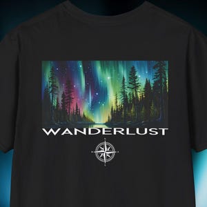 Northern Lights Wanderlust Graphic Tee, Unisex T-Shirt, Adventure Graphic Shirt, Aurora Borealis Tee, Wanderlust Apparel