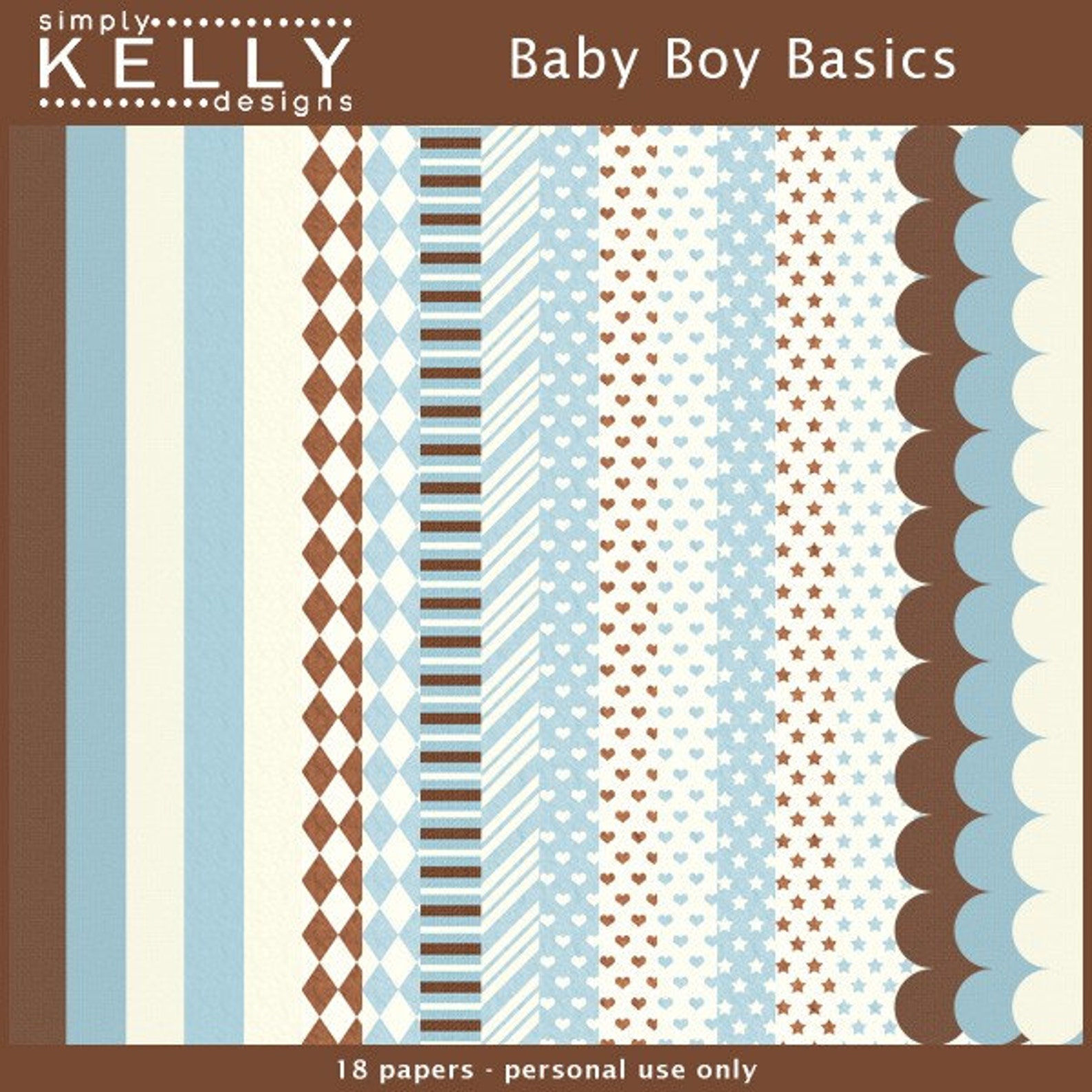 Baby Boy Basics Digital Scrapbook Kit Instant Download Etsy