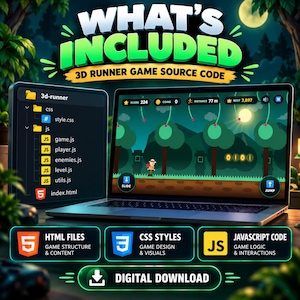 3D Runner Game Source Code | HTML CSS JavaScript Game | Endless Runner Browser Game | Game Developer Project image 5