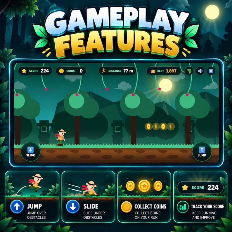 3D Runner Game Source Code | HTML CSS JavaScript Game | Endless Runner Browser Game | Game Developer Project image 2