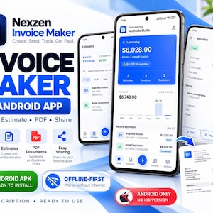 Invoice Maker App for Android | Offline Invoice Generator | PDF Invoice & Estimate App | No Subscription | Digital Download