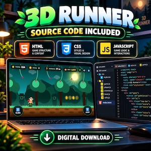 3D Runner Game Source Code | HTML CSS JavaScript Game | Endless Runner Browser Game | Game Developer Project image 4