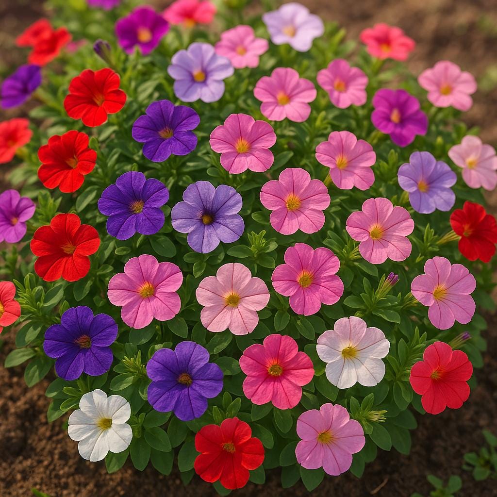2000 Dwarf Petunia Mix Seeds | Multicolor Compact Annual | Hanging Baskets & Containers | Free US Shipping