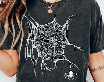Spider Web Shirt, Halloween Tshirt, Spooky Season, Spider Shirt, Halloween, Extended Sizes, Comfort Colors Spider Shirt, Tarantula T-Shirt