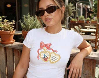 Coquette Bow Retro Fantasia Mickey Baby Tee, Vintage Mickey Sorcerer Tee, Y2K 90s Fantasia Disney Mickey Shirt, Disneyland Trip Shirt
