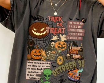 Comfort Colors® Halloween Collage Shirt, Retro Halloween Shirt, Spooky Season Ghost Tee, Halloween Cute Outfit, Halloween October 31 Shirt