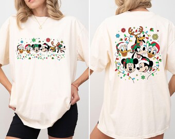 Comfort Colors Disney Family Christmas Shirt, Two-Sides Disney Family Christmas Tees, Disney Character Shirt