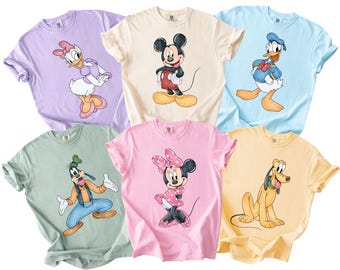 Comfort Colors® Disney Mickey anc Co Shirt, Mickey Minnie Daisy Donald Goofy Pluto Family Matching Tee, Disney Family Trip Retro Shirt