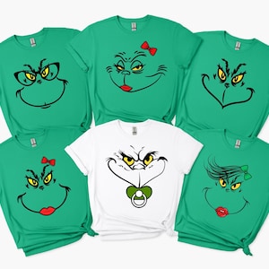 Funny Grinch Face Christmas Matching Shirt, Grinch Xmas Family T-Shirt, Grinch Christmas Group Shirt, Xmas Grinch Party Squad Tee