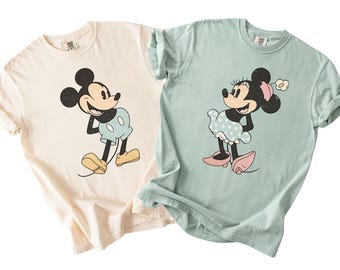 Comfort Colors® Retro Mickey Mouse Shirt, Disney Mickey Minnie Mouse Couple Shirt, Disney Couple Matching Shirt, Disney Trip Tee Shirt