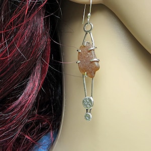 Pacific Northwest brown sea glass earrings