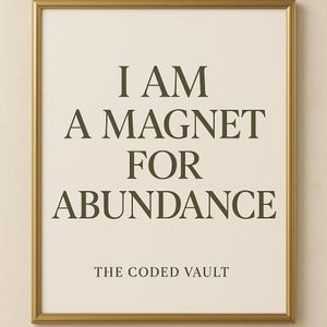 Abundance Wall Art, I Am a Magnet for Abundance Decor, Wealth Magnet Art, Manifestation Wall Decor, Instant Download