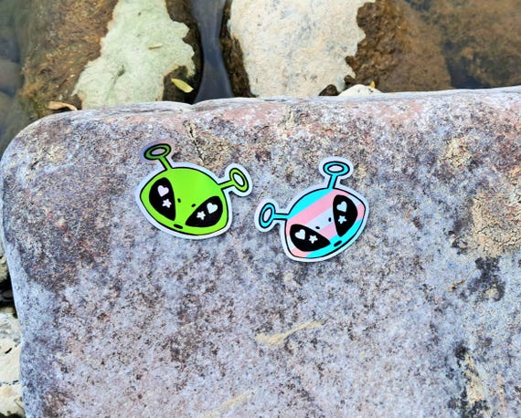 AFTONSPARV Inspired Alien Head Stickers - Trans Pride - IKEA