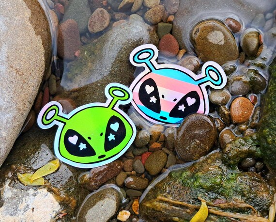 AFTONSPARV Inspired Alien Head Stickers - Trans Pride - IKEA