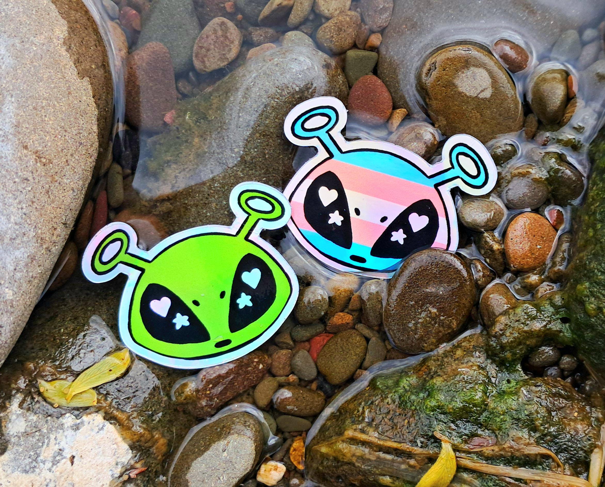 AFTONSPARV Inspired Alien Head Stickers - Trans Pride - IKEA