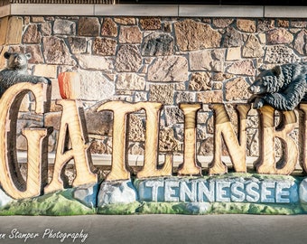 Great Smoky Mountains National Park Fall Print Gatlinburg TN Tennessee Sign Bears Fall Pumpkin Fine Art Photography on Canvas or Paper Frame