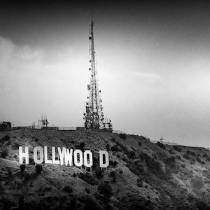 Hollywood,Office Decor,Canvas Wall Art,Black and White Wall Art,Black,White,Photo on Canvas,Living Room Decor,L.A.,Bathroom Wall Art,