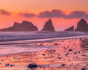 Maxwell Point Print Oceanside Beach Pacific Northwest Sunset
