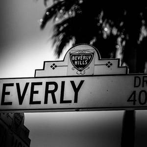 Beverly Drive Print Beverly Hills Art Famous Street Sign Black and White Fine Art Photography Abstract Wrapped Canvas Luster Paper or Metal