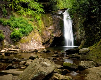 Carolina del Norte, Cascada, Monte Pisgah, Fotografía de naturaleza, Senderismo, Agua, Impresión de naturaleza, Decoración del hogar, Arte mural, Fotografía de gran tamaño, Viajes