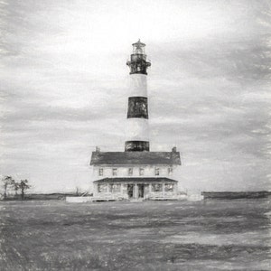 Bodie Island Lighthouse Print Cape Hatteras National Seashore North Carolina NC Outer Banks OBX Fine Art Black and White Photography Canvas