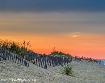 Nags Head Sand Dunes Print Fine Art Photography Coastal North Carolina NC Outer Banks OBX Sunset on Canvas or Luster Paper Cape Hatteras