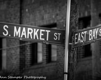 Charleston SC South Carolina S South Market Street East Bay Street Sign Black and White Charleston Abstract Canvas Print Abstract Wall Art