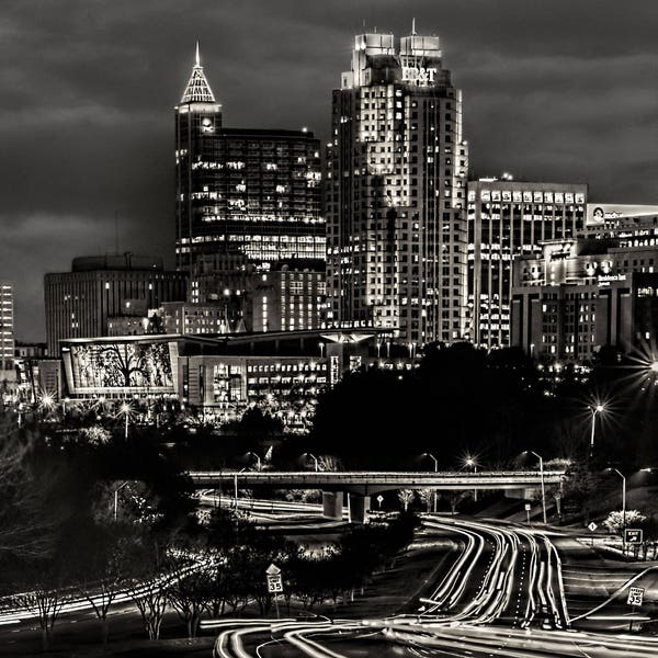 Raleigh NC,North Carolina,Skyline,Black,White,Office Decor,Home Decor,Print,Living Room Decor,City,Wall Art,Wall Hanging,Wanderlust