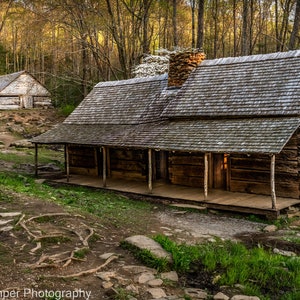 Great Smoky Mountains National Park Print Historic Ogle Log Cabin Gatlinburg Tennessee Roaring Fork Nature Trail NC TN Fine Art Photography