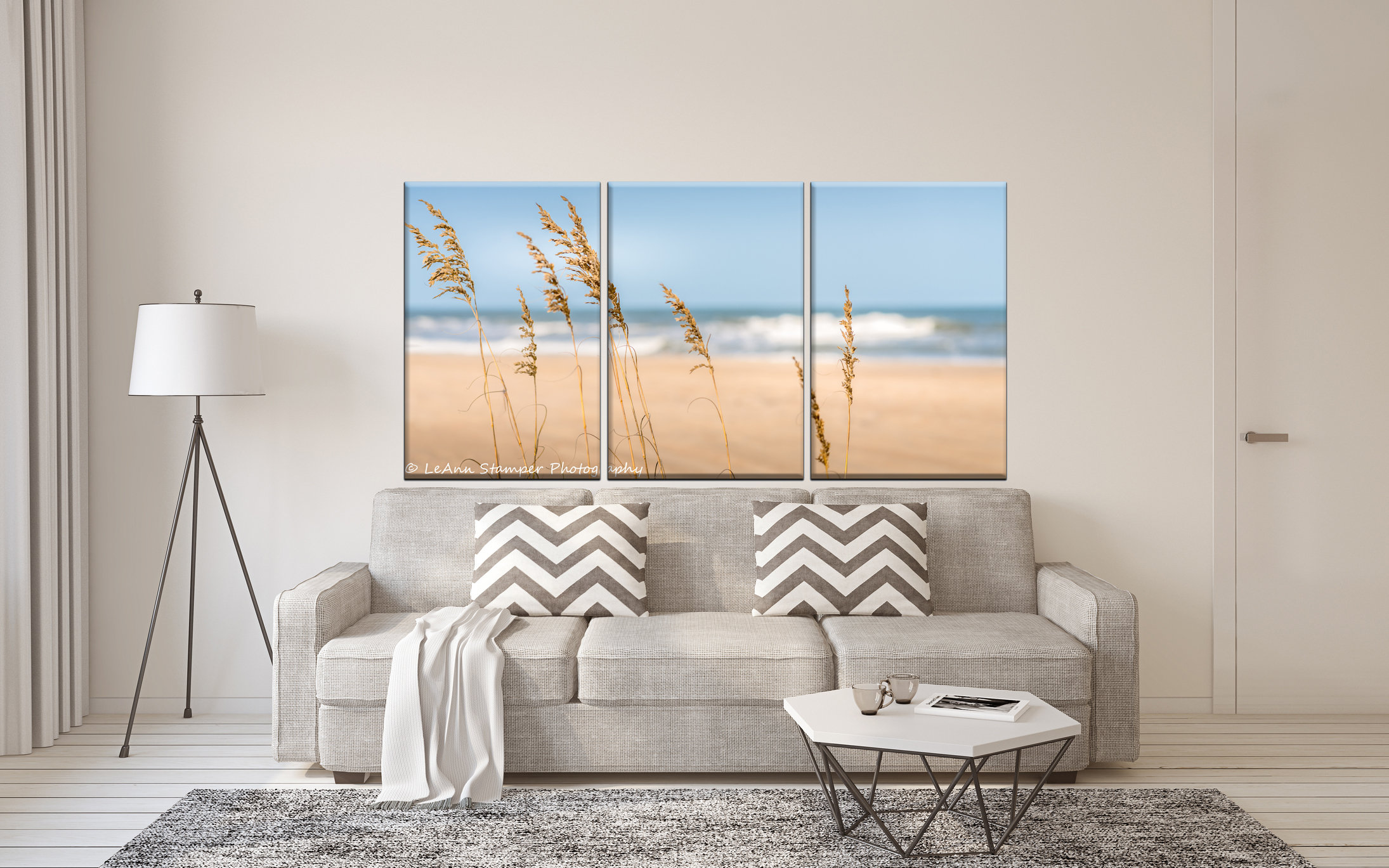 Sea Oats Abstract Beach Print OBX Fine Art Blue and Beige | Etsy