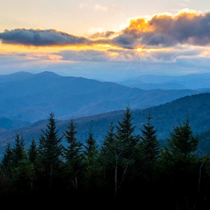 Smoky Mountains Print National Park Poster Fine Art Photography Clingmans Dome Sunset on Canvas or Paper North Carolina NC Tennessee TN Art