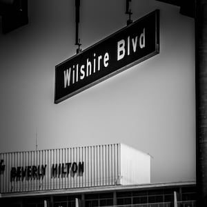 Wilshire Blvd LA Print Beverly Hills Art Famous Street Sign Black and White Los Angeles Photography Abstract Canvas Luster Paper or Metal