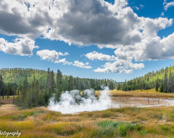 Yellowstone National Park Fall Print Poster Hot Springs Thermal Feature Geyser Fine Art Photography on Canvas Luster Paper Frame Option