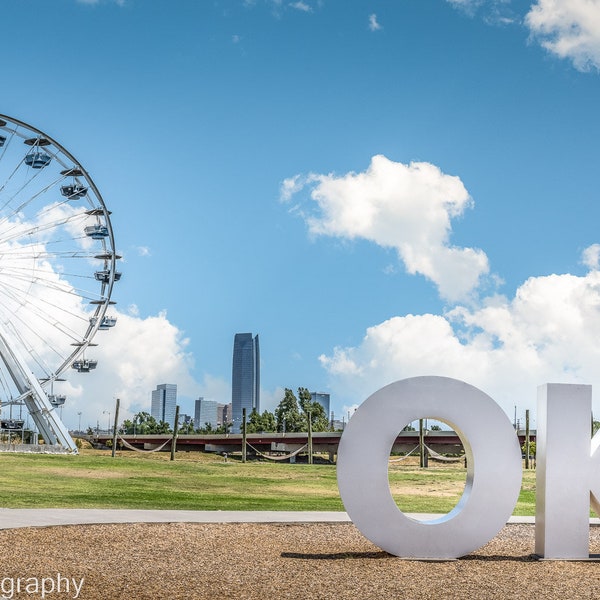 Wheeler Ferris Wheel Wheeler District Print Oklahoma City Skyline Panoramic Fine Art Photo Canvas Metal Art Luster Paper Frame Option