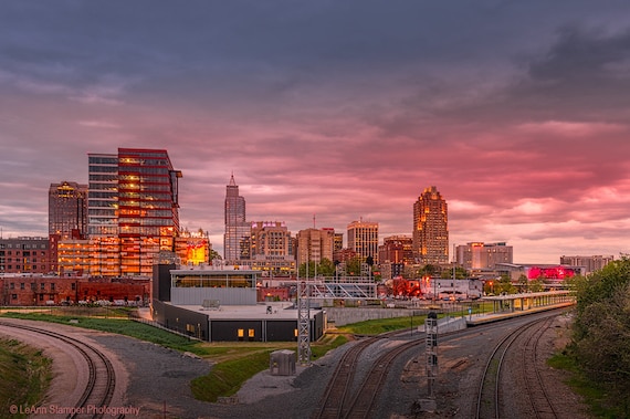 North Carolinaraleigh Ncmetal Artskylineraleigh Etsy