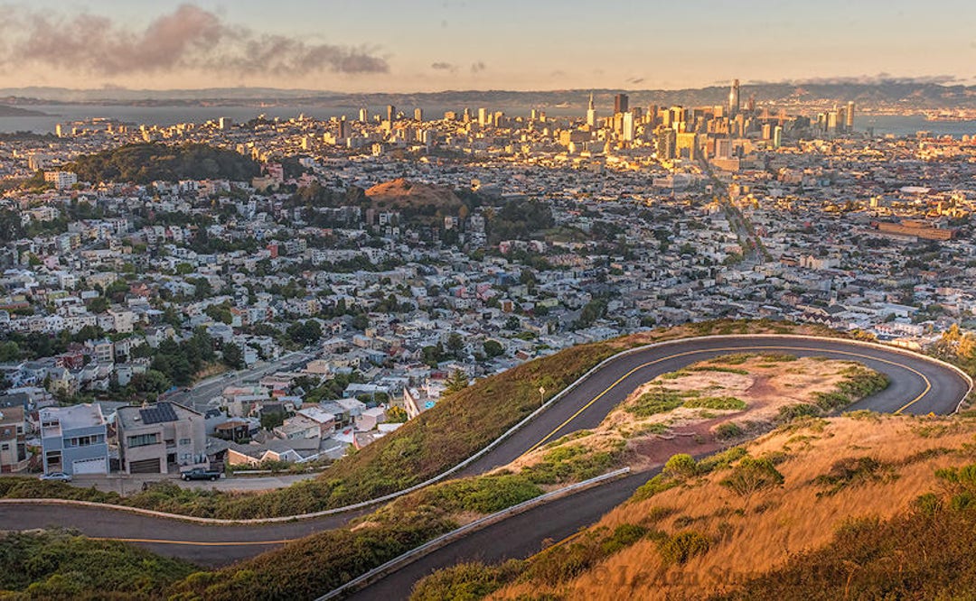 San Francisco Print Twin Peaks View California Pacific Coast Fine