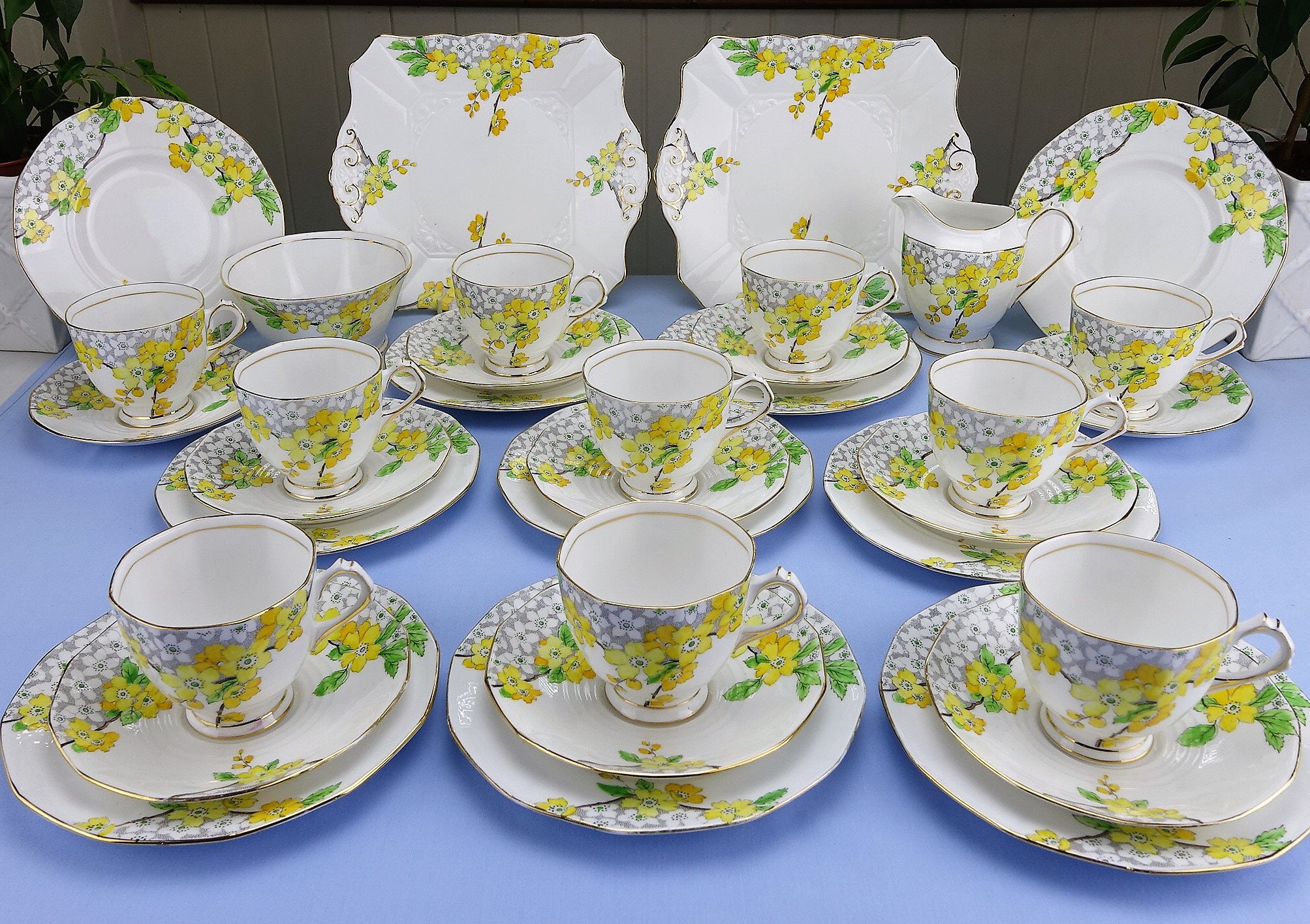 Tuscan Bone China English Tea Set 34 piece Etsy