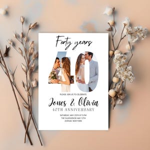 40th Anniversary Invitation, 40th Wedding Anniversary Invite with Photo,Instant Download Printable Editable Canva Template, 5x7