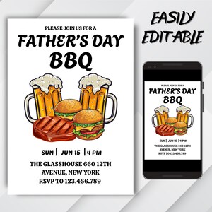 Editable Fathers Day Invite Template Father&#39;s Day BBQ Invite Father&#39;s Day Party Brunch Invite, Fathers Day Party Canva 5x7, Instant Download