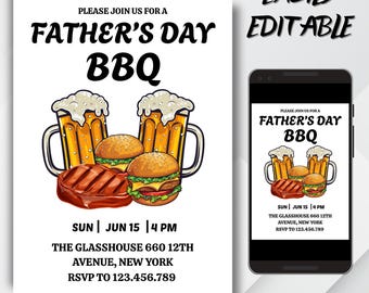 Editable Fathers Day Invite Template Father's Day BBQ Invite Father's Day Party Brunch Invite, Fathers Day Party Canva 5x7, Instant Download
